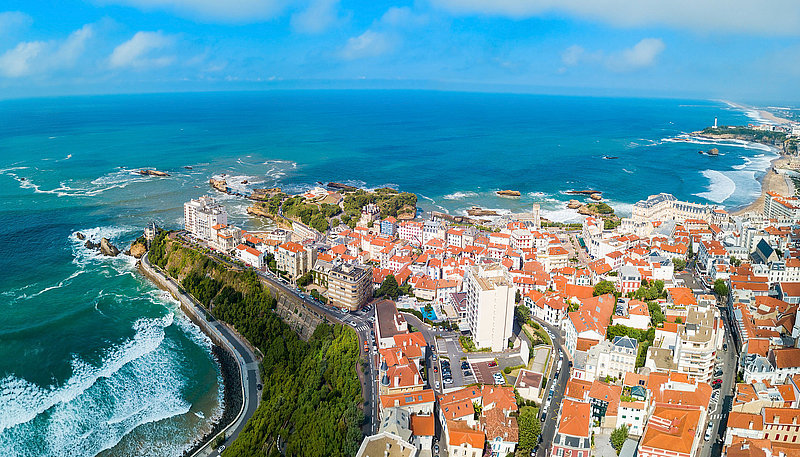 Biarritz aerial panoramic view, France