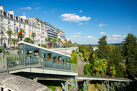 Pau funicular in France at sunset